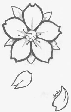 a black and white drawing of a flower