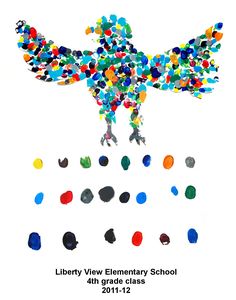 an image of a bird made out of colorful circles and dots on a white background with the words liberty view elementary school 4th grade class 2011 - 12