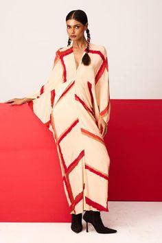 Beige linear printed shift dress with kimono style sleeves. - Aza Fashions Dress With Kimono, Eid Adha, Maxi Shift Dress, Printed Kimono, Dress Label, Print Kimonos, Kimono Style, Printed Shift Dress, Fashion App