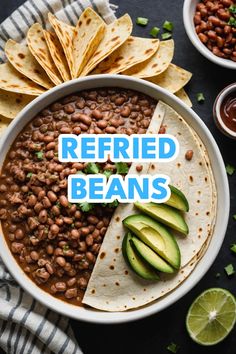 A photo of a  Refried Beans which is a type of Sides for Quesadillas Quesadilla Recipe, Healthy Dishes, Refried Beans