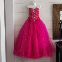 Dress Fuchsia New With Tags Fiesta Brand Pink Gown For Pageant During Prom Season, Fitted Pageant Dress For Bridesmaid In Prom Season, Fitted Pageant Dress For Bridesmaids, Bridesmaid Fitted Pageant Dress For Prom, Fitted Bridesmaid Pageant Dress For Prom Season, Red Princess Dress With Fitted Bodice, Pink Pageant Dress With Fitted Bodice, Pink Pageant Dress For Prom Season, Pink Dress For Pageant And Prom Season