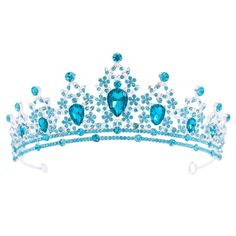 PRICES MAY VARY. Sturdy Crown: This silver tiara is handmade by durable alloy and rhinestone. Lake Blue Crystal Crown is beautiful,well-made and very solid and comfortable to wear, with hard texture for practicality and aesthetics. Color-- Silver, Color retention, no fading. Size-- 5.8inch * 2.2inch. Tiara and Crowns Suitable for adult women and girls. Weight is 70g /0.15lb. Great Gift-- It's a good choice for Wedding, Mother's Day, Valentine's Day, Birthdays,Engagement, Photograph prop or Gradu Blue Tiara, Royal Blue Quinceanera, Crowns For Women, Crown Hair Accessories, Birthday Party Princess, Quinceanera Crown, Accessories Bride, Wedding Tiaras, Crown For Women