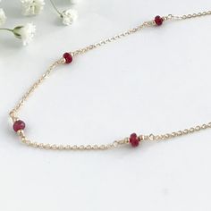 Genuine Ruby Necklace Silver or Gold July Birthstone | Etsy Dainty Gemstone Jewelry, Dainty Gemstone Necklace, November Birthstone Necklace, 40th Anniversary Gifts, Mom Friend, Citrine Necklace, Alexandria Va, Idea Gift, Ruby Necklace