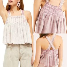 Free People Nuuly Resale Top New With Tags! Super Cute, Comfy, Flowy, Perfect For Summer! The Straps Are Adjustable, Can Fit Xs-M. Rock Tank Tops, Split Sleeve Top, Boho Long Sleeve Top, Free People Summer, Free People Bodysuit, Black Tunic Tops, Embroidered Crop Tops, Crochet Lace Top, Thermal Long Sleeve