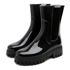 PRICES MAY VARY. Fashion Waterproof Rain Boots: The womens rain boots are made of one-piece pvc upper texture material, which makes the rainboots boots more fashionable and aesthetic, 100% waterproof and heat retention.You can visit outdoor anywhere without worrying about your rainboots getting wet Anti-Slip and Shock Absorption: The Non-slip Rainning Boots with pvc anti-slip sole is designed with anti-slip texture to help increase the friction with the ground, helping you to cope with rain, sno Fashionable Rain Boots, Black Waterproof Rain Boots For Rainy Season, Rain Boots Aesthetic, Black Waterproof Ankle Rain Boots, Black Platform Rain Boots, Rain Shoes Women, Womens Chelsea Boots, Rain Boots For Women, Slip-resistant Black Rain Boots