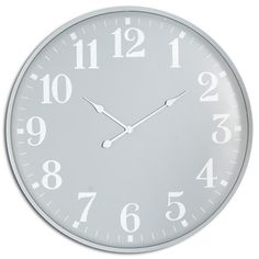 a white clock with numbers on the face