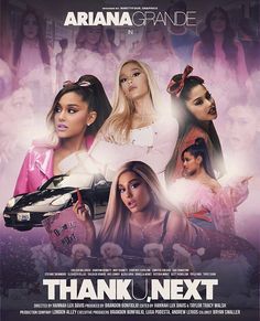 the movie poster for thank u next with two girls in pink dresses and one girl in white