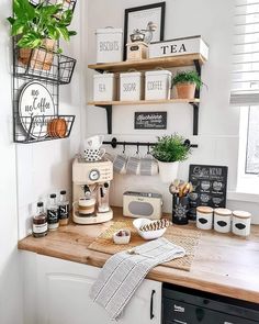 a kitchen counter topped with lots of items