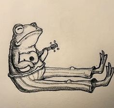 a drawing of a frog playing the guitar