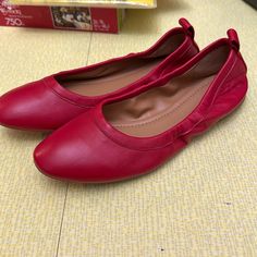 These Flats Are New Without Tags. Soft Leather In A Beautiful Shade Of Red. Burgundy Leather Flats With Round Toe, Red Leather Casual Flats, Casual Red Leather Flats, Red Leather Closed Toe Flats, Red Leather Flats With Round Toe, Red Round Toe Flats For Fall, Red Flats With Red Sole For Fall, Red Leather Flats With Pointed Toe, Red-soled Flats For Fall