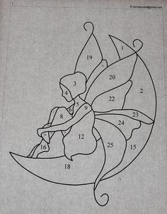 a drawing of a fairy sitting on top of a leaf with numbers in it's wings