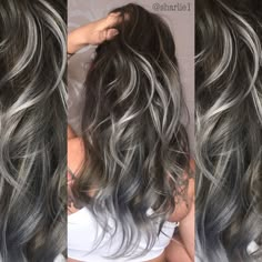 Instagram @sharlie1 Dry Gray Hair, Balayage Hair Grey, Balayage Ideas, Partial Highlights, Shampoo For Gray Hair, Marley Hair, Hair Color Highlights