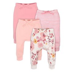 4-Pack Baby Girls Pink Floral Jogger Pants Baby Boy Jogger, Boys Jogger Pants, Floral Joggers, Baby Size Chart, Baby Boy Pants, Girls Joggers