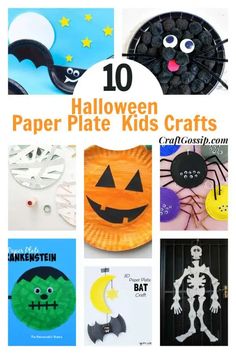 halloween paper plate crafts for kids with text overlay that reads 10 halloween paper plate crafts