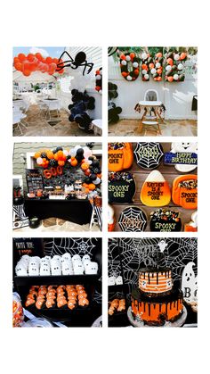 a collage of photos with halloween decorations