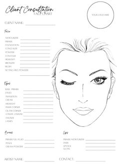 This make-up face chart has been designed for all pro make-up artists and beauty enthusiasts who would like to use them for clients when booked for a bridal make-up trial or prepping/designing for an upcoming event or merely just to practice on. This product is a digital product which is printable and can be edited on Canva where you can make it your own: - Add your company logo - Play around with colours - Play around with different fonts Eye Makeup Practice Sheet, Blank Face Chart, Face Template Makeup, Makeup Printables, Mac Face Charts, Blank Face, Makeup Masterclass, Skin Tone Makeup, Makeup Charts