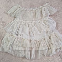 This Is A Brand New Limited Edition Tulle H&M Dress. Bought It A While Ago And Never Got To Wear It. H&m Short Sleeve Dresses With Ruffles, H&m Beige Mini Dress For Spring, H&m White Party Tops, Feminine White Dresses By H&m, Feminine White H&m Dress, Fitted Ruffled Mini Dress By H&m, H&m Fitted Ruffled Mini Dress, H&m Fitted Mini Dress With Ruffles, H&m Ruffled Dress For Brunch