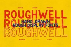 the words roughwell and prawn are written in red on a yellow background