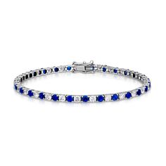 2.75 Carat Sapphire and Diamond Line Bracelet Sapphire Diamond Tennis Bracelet, Classic Sapphire Tennis Bracelet With Brilliant Cut, Anniversary White Gold Sapphire Tennis Bracelet, Sapphire Tennis Bracelet With Round Diamonds, Sapphire Diamond Tennis Bracelet With Round Cut, Blue Diamond Bracelets With Brilliant Cut, White Gold Sapphire Tennis Bracelet With Brilliant Cut, Sapphire Tennis Bracelet With Diamond Accents, Classic Sapphire Diamond Tennis Bracelet