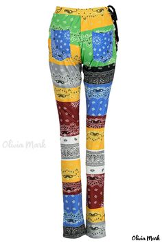 Olivia Mark - Elegant Rose Red Mid-Rise Print Regular Fit Pants with Elastic Waistband Trendy Multicolor Festival Bottoms, Trendy Multicolor Festival Pants, Half Sleeve Jumpsuit, Solid Color Jumpsuits, Elastic Waistband Pants, Printed Trousers, Plus Size Jumpsuit, Denim Coat Jacket, Printed Jumpsuit