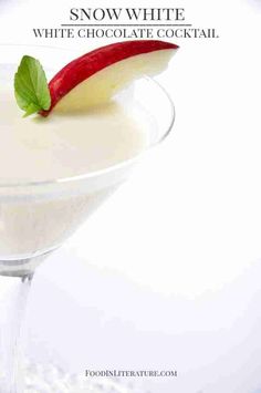 a white chocolate cocktail garnished with an apple