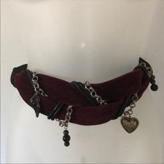 From The 80’s Fashion Belt. Black/Dark Cherry/Metal Charms. Length 35” Without Stretching 80’s Fashion, Metal Charms, Stretch Belt, Braided Belt, Belt Black, Metal Charm, Vintage Accessories, Dark Black, Stretching