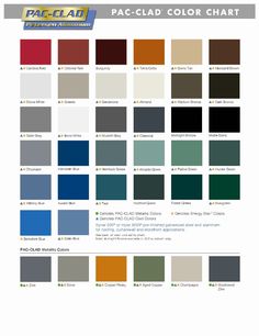 the color chart for pacclad