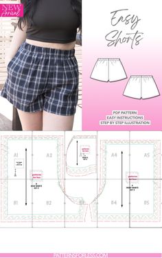 Easy Elasticized Waist Shorts Sewing Pattern Short Patterns Sewing Free, Shorts Sewing Pattern Free, Elastic Waist Shorts Pattern, Shorts Pattern Sewing, Shorts Pattern Free, Shorts Sewing Pattern, Chic Shorts, Shorts Sewing, 2024 Inspiration