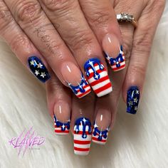 Gel Nails Design, Easy Nail Art Tutorial, Red White Blue Nails, Pedicure Art, 4th Nails, Firework Nails, Flag Nails, Fingernail Art, Bright Nail Designs