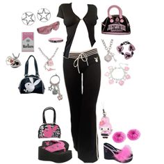 #y2k #playboy Playboy Outfits Ideas, Playboy Outfits, 2000s Outfits Aesthetic, Playboy Clothes, Playboy Aesthetic, Girly Y2k, Rock Star Outfit, Trashy Outfits