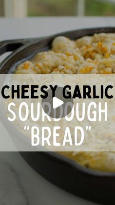 a video demonstrating how to make cheesy garlic soup with sourdough bread