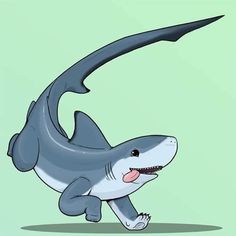 a cartoon shark with its mouth open and it's tongue hanging out to the side