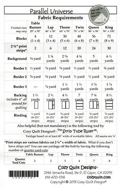 an instruction sheet for quilting with instructions on how to sew the pattern and how to use it