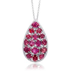 Ruby Pendant with Necklace 10.50cts Diamond 0.50cts 14/18KWG Crimson Red Color, Ruby Diamond Pendant, True Character, Ruby And Diamond Necklace, Gold Diamond Studs, White Gold Pendant, Natural Stones Necklace, Ruby Pendant, White Gold Chains