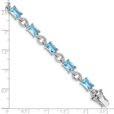 Indulge in the luxurious beauty of our Silver 11 Stones Blue and Clear C.Z Bracelet. Crafted from high-quality sterling silver with a polished finish and rhodium plating, this stunning bracelet exudes elegance and sophistication. Featuring 11 dazzling stones in a combination of blue and clear cubic zirconia, this bracelet catches the light beautifully and adds a touch of glamour to any outfit. The box catch clasp ensures a secure fit, while the chain length of 7.25 inches provides a comfortable 11 Stone, Cubic Zirconia Bracelet, Cz Bracelet, Silver Blue, Cz Stone, Blue Stone, Sterling Silver Bracelets, Pandora Charm Bracelet, Bracelet Making