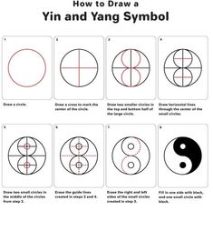 how to draw an yin and yang symbol with pictures on the front, side and back