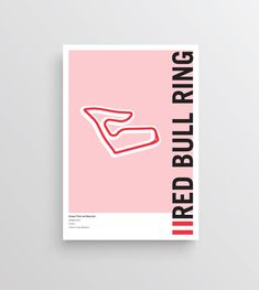 the red bull ring poster is displayed on a white background with pink and black lettering