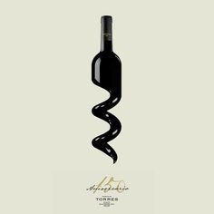 a bottle of wine with a spiral design on the front and bottom, as well as a corkscrew in the middle