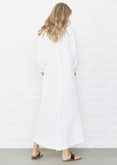 Tunic - White Gauze Dress With Pockets Bohemian Tunic For Daywear With Relaxed Fit, Cotton Tunic With Relaxed Fit For Daywear, Bohemian Tunic With Relaxed Fit For Daywear, Relaxed Fit Cotton Tunic For Daywear, Flowy Linen Dress For Loungewear, Bohemian Linen Loungewear Dresses, Bohemian Cotton Sleep Dresses, Spring Cotton Gauze Loungewear Dresses, Spring Cotton Gauze Dresses For Loungewear