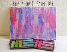 an easel with paint in it and the words yeshadow to paint diy