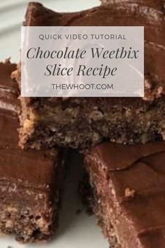 chocolate weebix slice recipe on a white plate