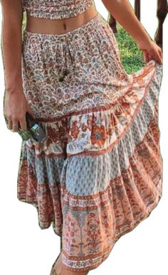 Orange Maxi Skirt For Summer Vacation, Orange Skirt For Summer Vacation, Orange Maxi Skirt For Summer, Bohemian Orange Maxi Skirt For The Beach, Orange Relaxed Maxi Skirt For Beach, Orange Tiered Maxi Skirt For Spring, Orange Tiered Maxi Skirt For Vacation, Bohemian Orange Skirt For Vacation, Orange Tiered Summer Skirt