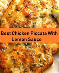 the best chicken piccata with lemon sauce is shown on top of a white plate