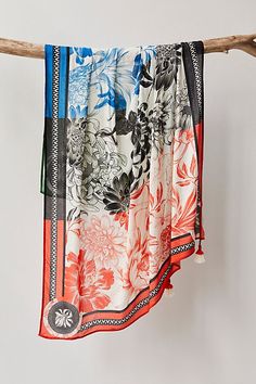 Printed to perfection in a timeless, multicolored design, this stunning pareo is featured in a super versatile, longline design with tassel detailing at corners for added dimension. * Self-tie front closure * 100% viscose * Hand wash cold * About 41.5" L x 60" W | Agua Bendita Marine Pareo at Free People Bohemian Multicolor Silk Sarong, Bottom Clothes, Blue And Green, Long A Line, Boho Outfits, Blue Green, Free People, Hand Wash, Green