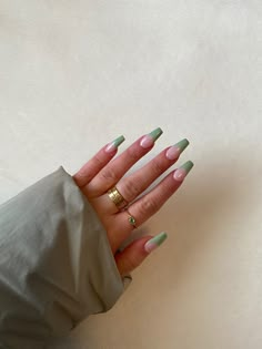 Green Acrylic Nails, Green Nail Designs, Acrylic Nails Coffin