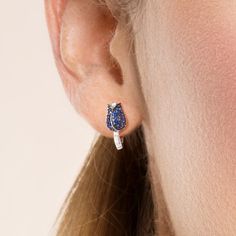 Fashion Earrings- Silver Earrings For Women 925 Sterling Silver Stud Earrings Silver Blue Tulip Cubic Zirconia brincos Fashion JewelryModel Number:32780228214 Sapphire Sterling Silver Hoop Earrings For Gift, Sapphire Sterling Silver Hoop Earrings As Gift, Sapphire Sterling Silver Hoop Earrings, Elegant Sapphire Huggie Earrings, Stud Earrings Silver, Matching Ring, Tulip Flower, Zircon Jewelry, Back Jewelry