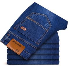 - Men's jeans- They have pockets, belt loops- Fastened with a zipper- Simple, medium waist- Material: Jeans Mens Business Casual, Elastic Jeans, Mens Trousers Casual, Denim Jeans Fashion, Mens Fashion Business, New Mens Fashion, Mens Fashion Classic, Mens Fashion Jeans