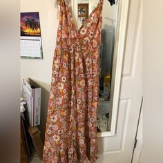 Cute Maxi Summer Dress. Size L. Very Pretty And Flattering. Never Worn. No Tags . Casual Sleeveless Maxi Dress In Apricot, Casual Apricot Sleeveless Maxi Dress, Casual Apricot Maxi Dress For Vacation, Casual Sleeveless Apricot Maxi Dress, Orange Maxi Sundress For Summer, Orange Summer Sundress Maxi Length, Orange Maxi-length Sundress For Summer, Orange Maxi Length Summer Sundress, Casual Apricot Maxi Dress