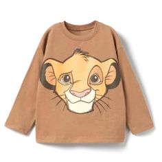 New Zara Disney Lion Kim Shirt Size 6-9 Months Long Sleeve T-shirt With Character Print For Playtime, Disney Long Sleeve Top With Cartoon Print, Cotton Character Print Tops, Cute Shirt With Character Print For Playtime, Disney Long Sleeve Top With Graphic Print, Cute Character Print Shirt For Playtime, Character Crew Neck Cotton Top, Long Sleeve Character Print Playtime T-shirt, Disney Long Sleeve Cotton T-shirt