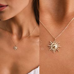 ABOUT PRODUCT  This 14K Gold Sun Necklace is suitable gift for girlfriend, mom and her. You can even buy as a birthday gift for your friends or anniversary gifts, If you want to add a special note we can write for you and put to inside of package. We manufacture our jewelry pieces with carefully and after production we double checking in quality control department. Our main idea is keep our items for daily wearing especially for minimalist jewelry pieces. 14K Gold Sun Necklace, Sunburst Celestia Necklace Layering Gold Sun, Sun Medallion, Gold Sun Necklace, Mother Christmas, Celestial Pendant, Sun Charm, Choker Gold, Sun Necklace, Gold Sun